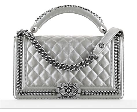 chanel boy handle silver small|Chanel leather handbags.